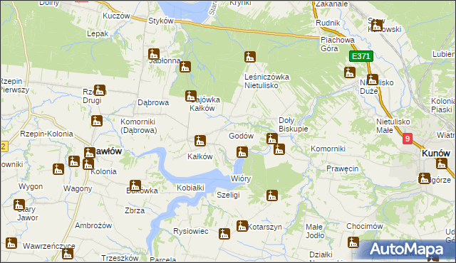 mapa Godów gmina Pawłów, Godów gmina Pawłów na mapie Targeo