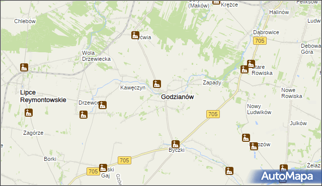 mapa Godzianów, Godzianów na mapie Targeo