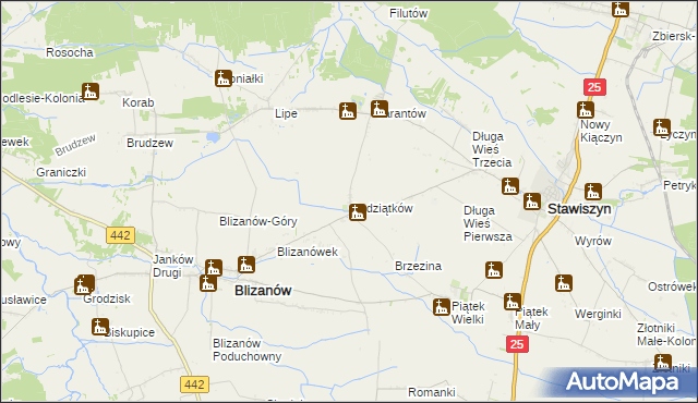 mapa Godziątków, Godziątków na mapie Targeo