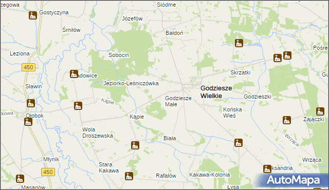 mapa Godziesze Małe, Godziesze Małe na mapie Targeo