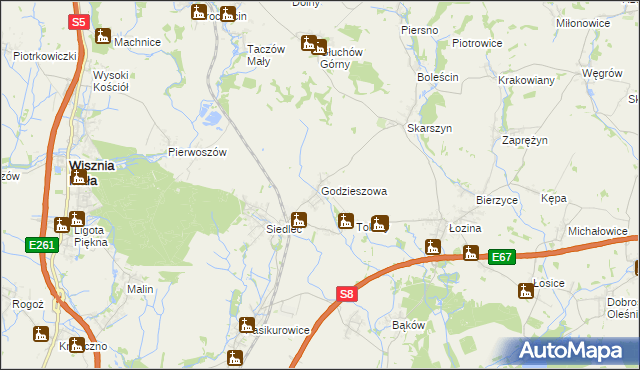 mapa Godzieszowa, Godzieszowa na mapie Targeo