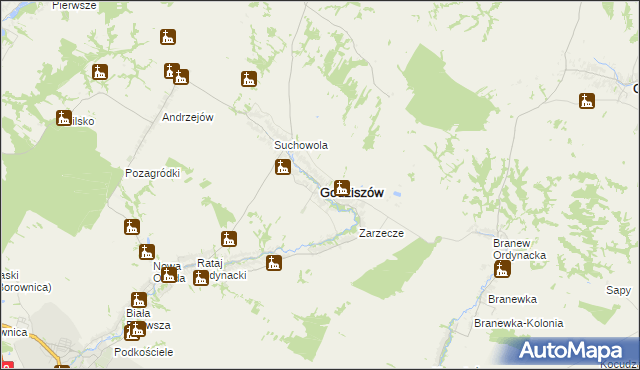 mapa Godziszów powiat janowski, Godziszów powiat janowski na mapie Targeo