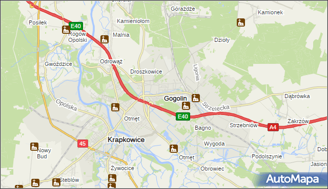 mapa Gogolin powiat krapkowicki, Gogolin powiat krapkowicki na mapie Targeo