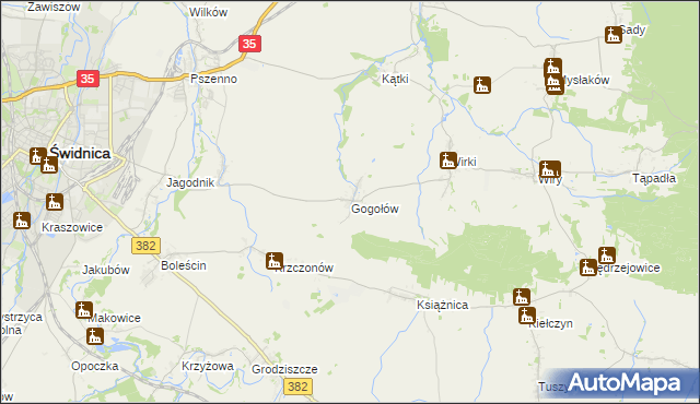 mapa Gogołów gmina Świdnica, Gogołów gmina Świdnica na mapie Targeo