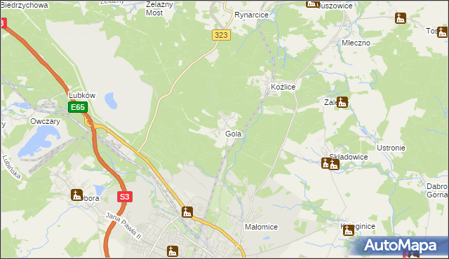 mapa Gola gmina Lubin, Gola gmina Lubin na mapie Targeo