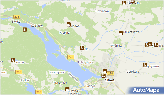 mapa Gola gmina Sława, Gola gmina Sława na mapie Targeo