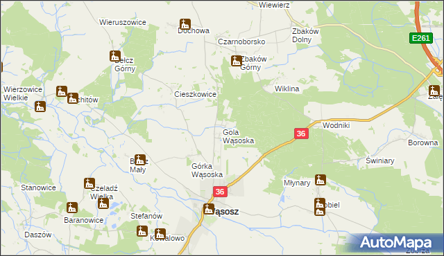 mapa Gola Wąsoska, Gola Wąsoska na mapie Targeo
