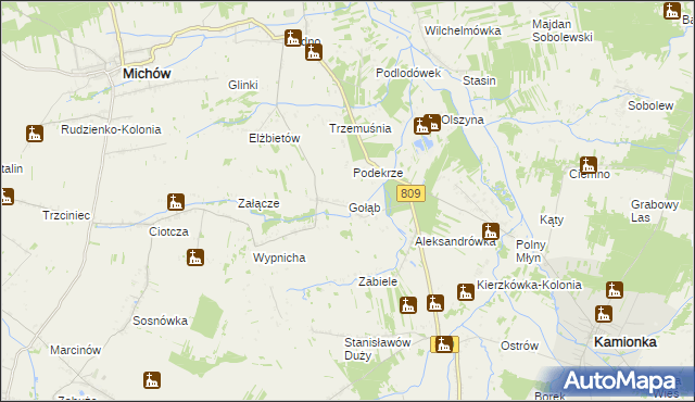 mapa Gołąb gmina Michów, Gołąb gmina Michów na mapie Targeo