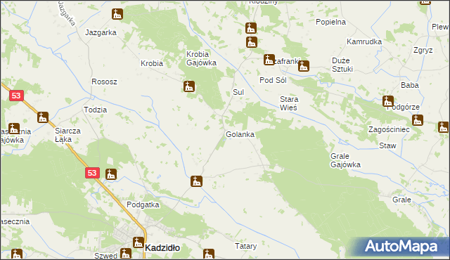 mapa Golanka gmina Kadzidło, Golanka gmina Kadzidło na mapie Targeo