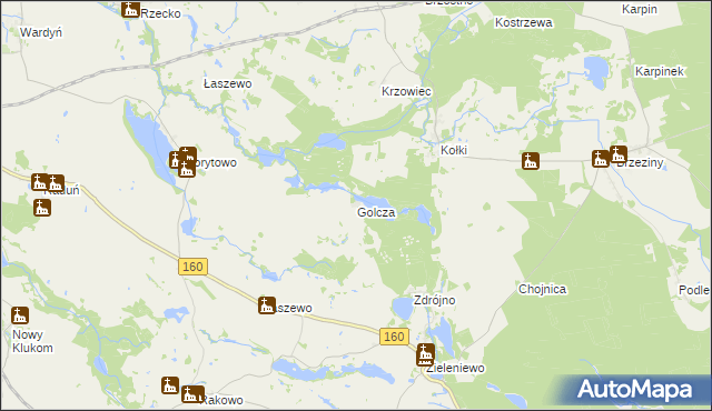 mapa Golcza, Golcza na mapie Targeo