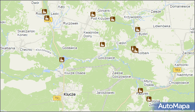 mapa Golczowice gmina Klucze, Golczowice gmina Klucze na mapie Targeo