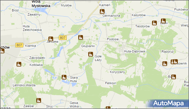 mapa Gołe Łazy, Gołe Łazy na mapie Targeo