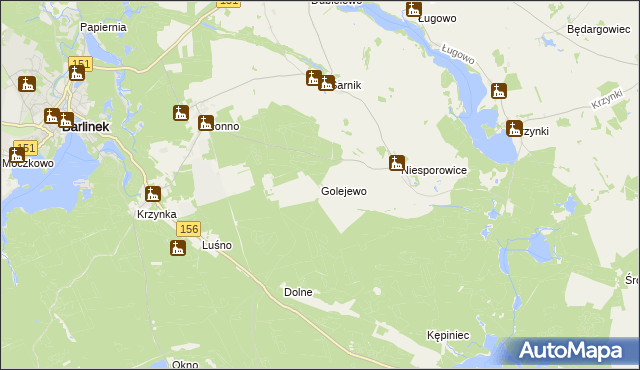 mapa Golejewo gmina Pełczyce, Golejewo gmina Pełczyce na mapie Targeo
