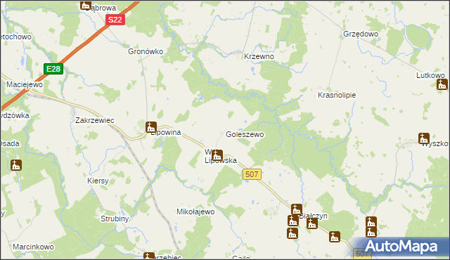 mapa Goleszewo, Goleszewo na mapie Targeo