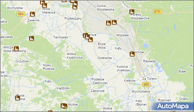 mapa Goleszów gmina Mielec, Goleszów gmina Mielec na mapie Targeo