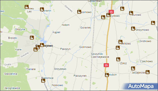 mapa Golimowo, Golimowo na mapie Targeo