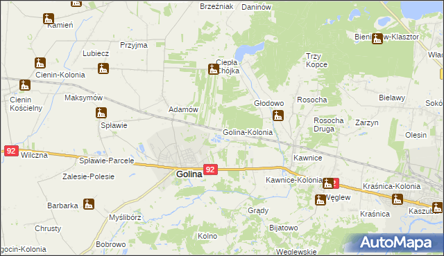 mapa Golina-Kolonia, Golina-Kolonia na mapie Targeo