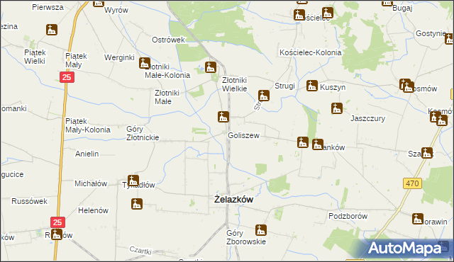 mapa Goliszew gmina Żelazków, Goliszew gmina Żelazków na mapie Targeo