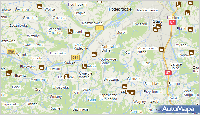 mapa Gołkowice Górne, Gołkowice Górne na mapie Targeo