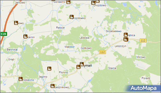 mapa Gołkowo gmina Rymań, Gołkowo gmina Rymań na mapie Targeo