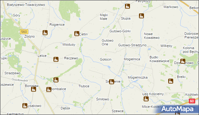 mapa Gołocin, Gołocin na mapie Targeo