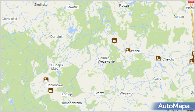 mapa Golubie Wężewskie, Golubie Wężewskie na mapie Targeo