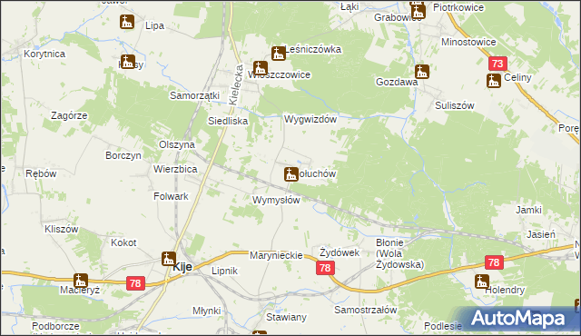 mapa Gołuchów gmina Kije, Gołuchów gmina Kije na mapie Targeo