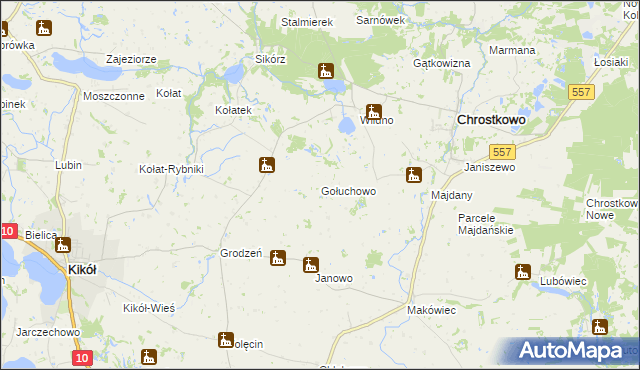 mapa Gołuchowo, Gołuchowo na mapie Targeo