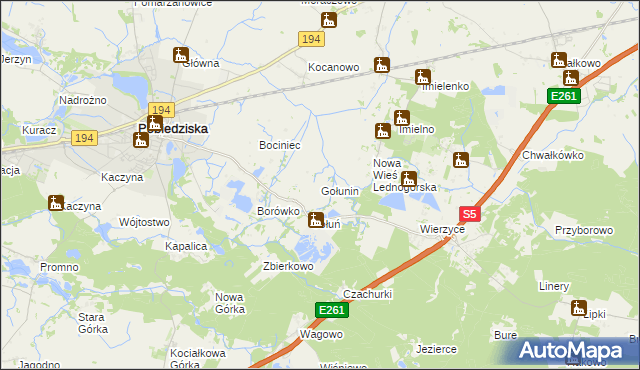 mapa Gołunin, Gołunin na mapie Targeo