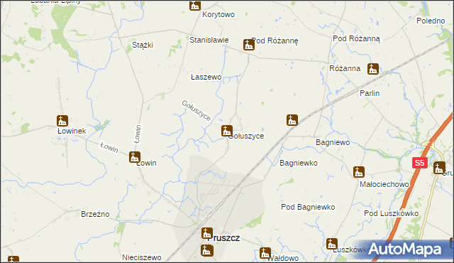 mapa Gołuszyce, Gołuszyce na mapie Targeo