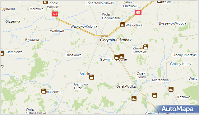 mapa Gołymin-Południe, Gołymin-Południe na mapie Targeo