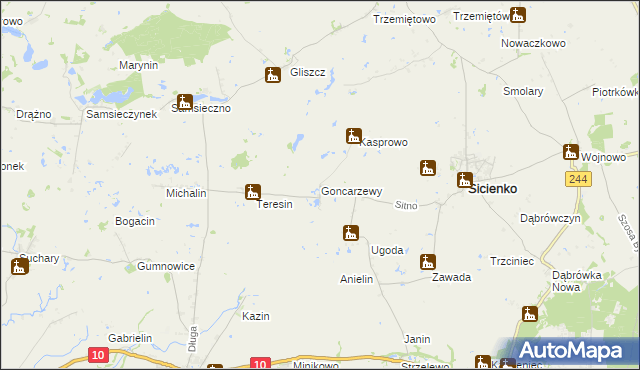 mapa Goncarzewy, Goncarzewy na mapie Targeo