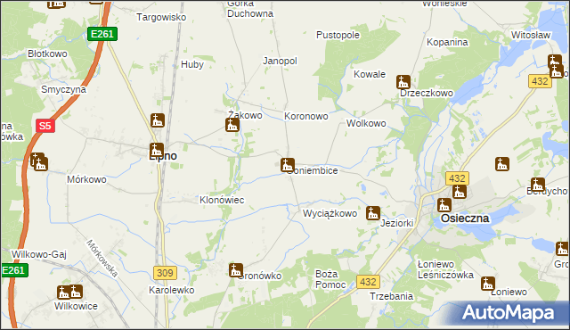 mapa Goniembice, Goniembice na mapie Targeo