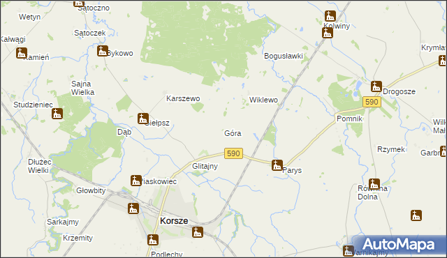 mapa Góra gmina Korsze, Góra gmina Korsze na mapie Targeo