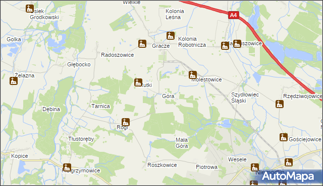 mapa Góra gmina Niemodlin, Góra gmina Niemodlin na mapie Targeo