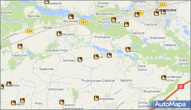 mapa Góra gmina Pobiedziska, Góra gmina Pobiedziska na mapie Targeo