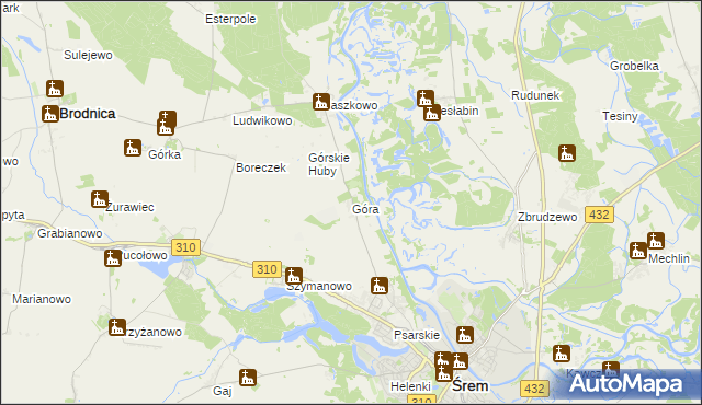 mapa Góra gmina Śrem, Góra gmina Śrem na mapie Targeo
