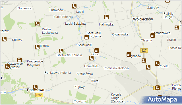 mapa Góra gmina Wojciechów, Góra gmina Wojciechów na mapie Targeo