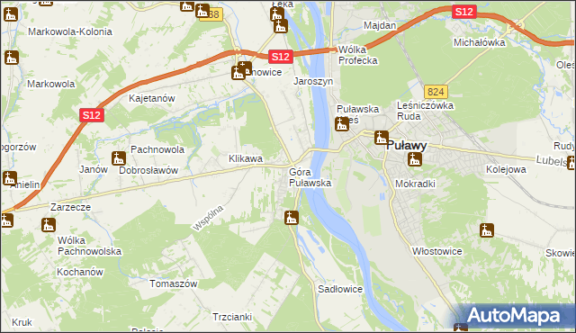 mapa Góra Puławska, Góra Puławska na mapie Targeo