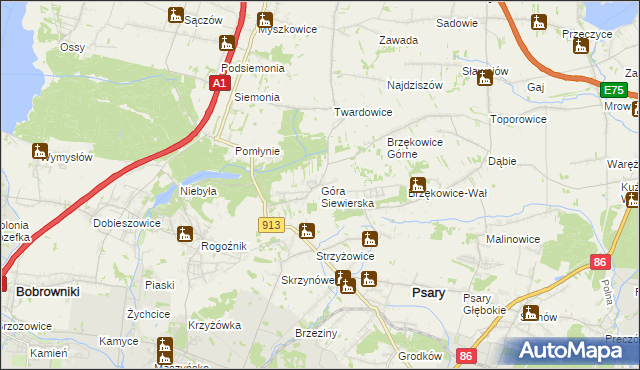 mapa Góra Siewierska, Góra Siewierska na mapie Targeo