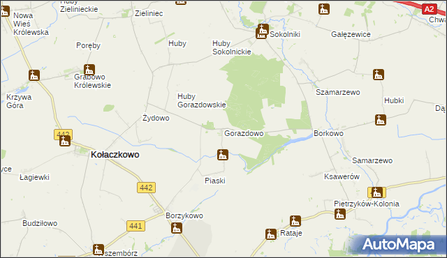 mapa Gorazdowo gmina Kołaczkowo, Gorazdowo gmina Kołaczkowo na mapie Targeo