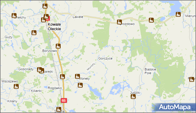 mapa Gorczyce gmina Kowale Oleckie, Gorczyce gmina Kowale Oleckie na mapie Targeo