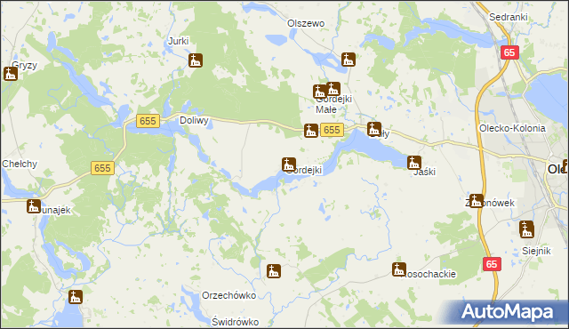 mapa Gordejki, Gordejki na mapie Targeo