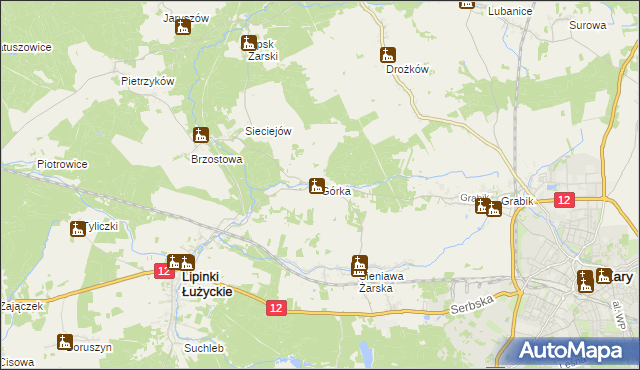 mapa Górka gmina Lipinki Łużyckie, Górka gmina Lipinki Łużyckie na mapie Targeo