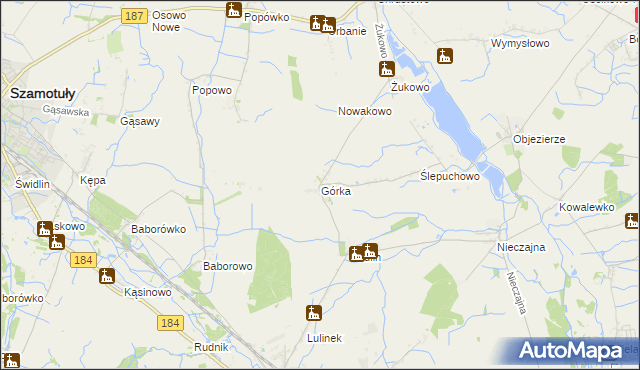 mapa Górka gmina Oborniki, Górka gmina Oborniki na mapie Targeo