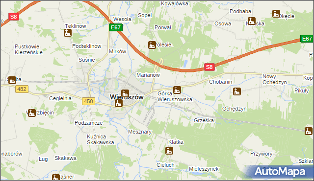 mapa Górka Wieruszowska, Górka Wieruszowska na mapie Targeo