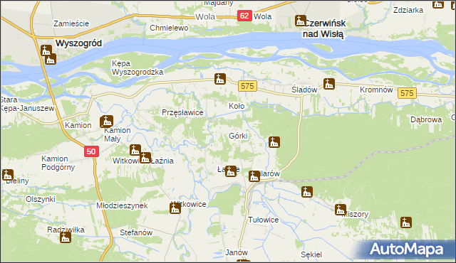 mapa Górki gmina Brochów, Górki gmina Brochów na mapie Targeo