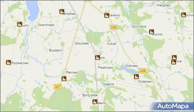 mapa Górki gmina Kamień Pomorski, Górki gmina Kamień Pomorski na mapie Targeo