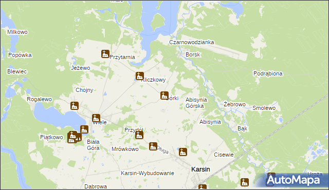 mapa Górki gmina Karsin, Górki gmina Karsin na mapie Targeo