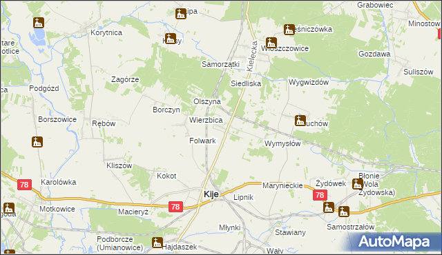 mapa Górki gmina Kije, Górki gmina Kije na mapie Targeo
